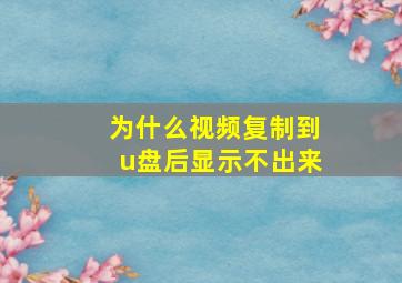 为什么视频复制到u盘后显示不出来