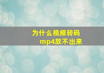 为什么视频转码mp4放不出来