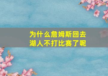 为什么詹姆斯回去湖人不打比赛了呢