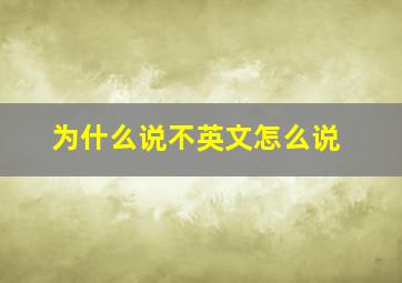 为什么说不英文怎么说