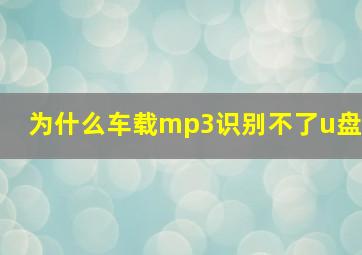 为什么车载mp3识别不了u盘