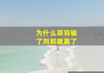 为什么项羽输了刘邦就赢了