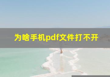 为啥手机pdf文件打不开