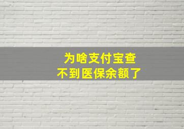 为啥支付宝查不到医保余额了