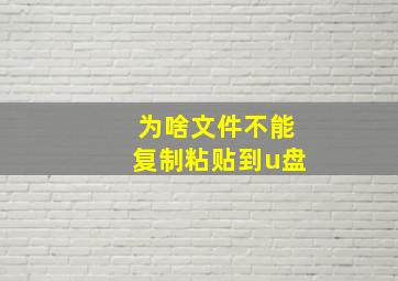 为啥文件不能复制粘贴到u盘