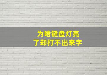 为啥键盘灯亮了却打不出来字