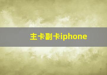 主卡副卡iphone