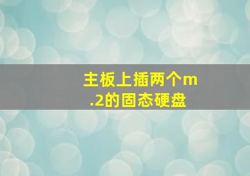 主板上插两个m.2的固态硬盘