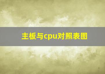 主板与cpu对照表图