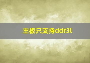 主板只支持ddr3l