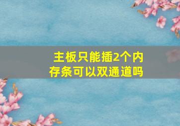 主板只能插2个内存条可以双通道吗