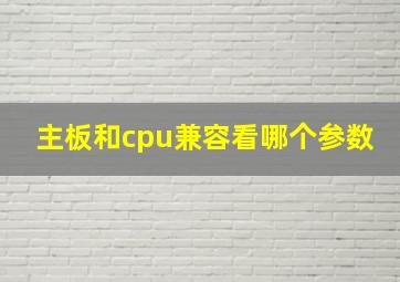 主板和cpu兼容看哪个参数