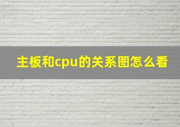 主板和cpu的关系图怎么看