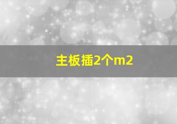 主板插2个m2