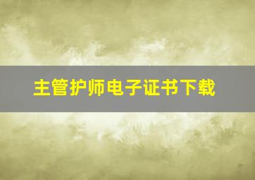 主管护师电子证书下载