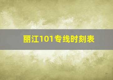 丽江101专线时刻表