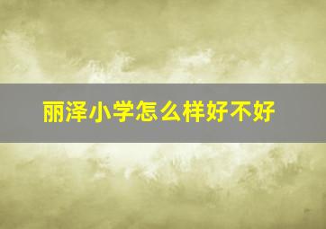 丽泽小学怎么样好不好