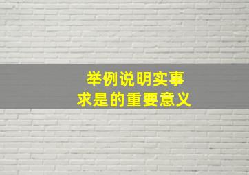 举例说明实事求是的重要意义