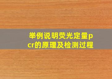 举例说明荧光定量pcr的原理及检测过程