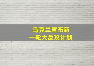 乌克兰宣布新一轮大反攻计划