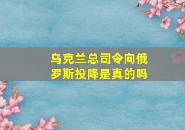 乌克兰总司令向俄罗斯投降是真的吗