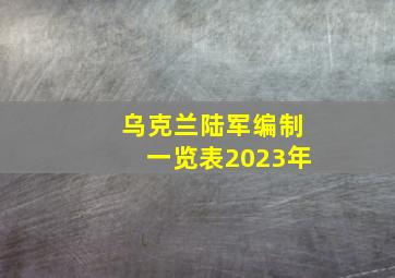 乌克兰陆军编制一览表2023年