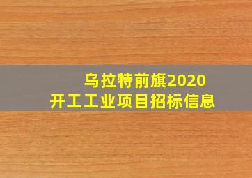 乌拉特前旗2020开工工业项目招标信息