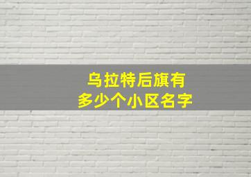 乌拉特后旗有多少个小区名字