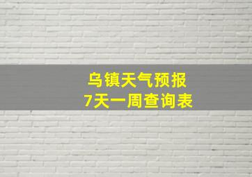 乌镇天气预报7天一周查询表