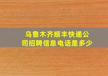 乌鲁木齐顺丰快递公司招聘信息电话是多少