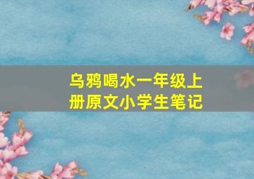 乌鸦喝水一年级上册原文小学生笔记