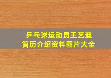 乒乓球运动员王艺迪简历介绍资料图片大全