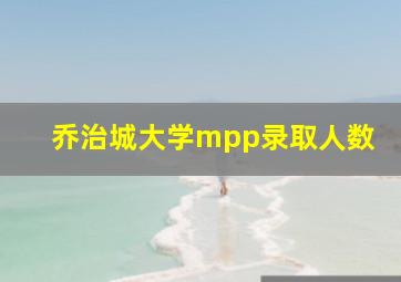 乔治城大学mpp录取人数