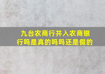 九台农商行并入农商银行吗是真的吗吗还是假的