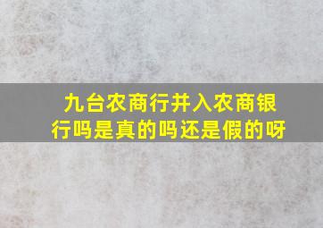 九台农商行并入农商银行吗是真的吗还是假的呀