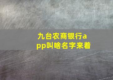 九台农商银行app叫啥名字来着