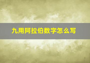 九用阿拉伯数字怎么写