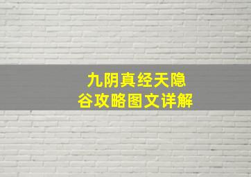 九阴真经天隐谷攻略图文详解