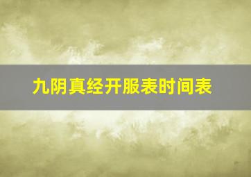 九阴真经开服表时间表