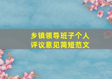 乡镇领导班子个人评议意见简短范文