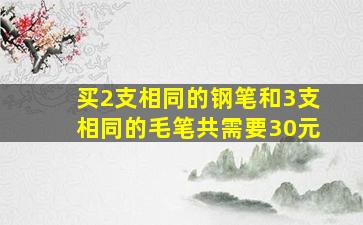 买2支相同的钢笔和3支相同的毛笔共需要30元