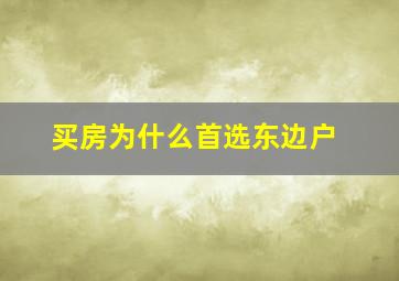 买房为什么首选东边户