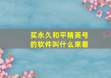 买永久和平精英号的软件叫什么来着