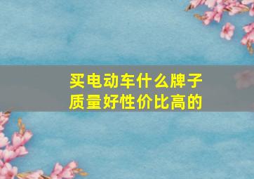 买电动车什么牌子质量好性价比高的