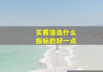 买酱油选什么指标的好一点