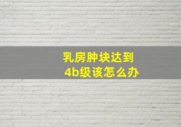 乳房肿块达到4b级该怎么办