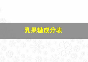 乳果糖成分表