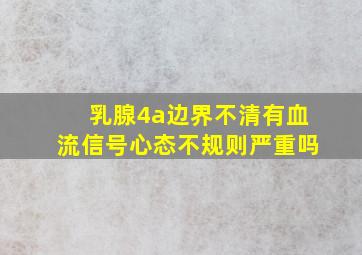 乳腺4a边界不清有血流信号心态不规则严重吗