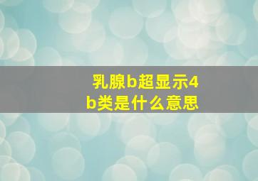 乳腺b超显示4b类是什么意思