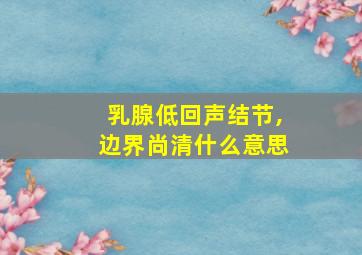 乳腺低回声结节,边界尚清什么意思